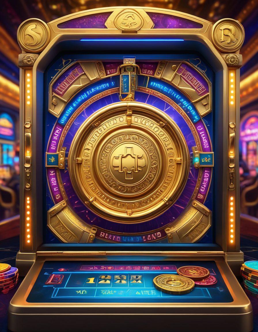 A sleek computer screen displaying vibrant casino games such as poker, blackjack, and slot machines, with animated gold coins and chips spilling out towards the viewer. In the background, a mystical lock is being opened by a glowing key, representing 'unlocking secrets.' Bright neon lights and a hint of digital magic surround the scene. super-realistic. vibrant colors.